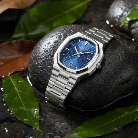 Relógio Azul Masculino Régence Dark Blue — Profundidade do mostrador azul marinho